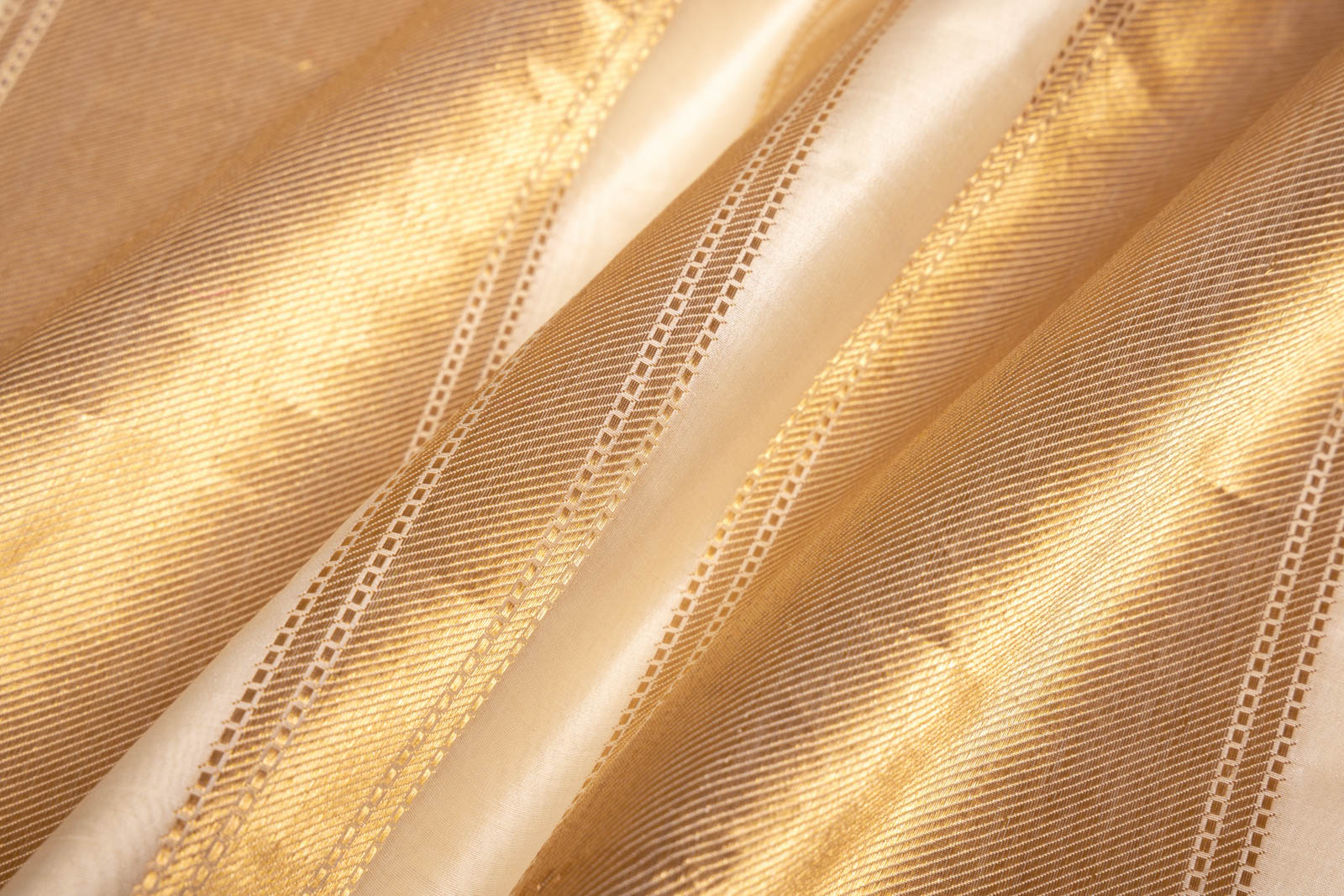 Off-White Handwoven Banarasi Silk Fabric