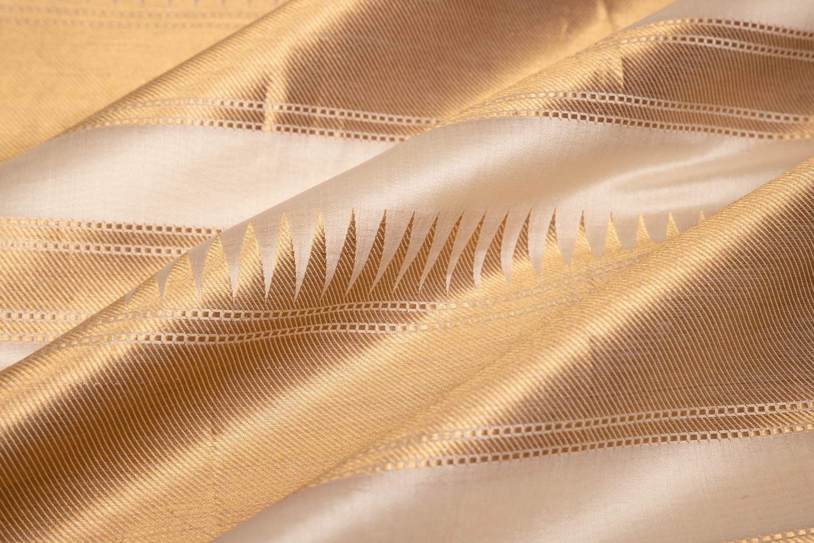 Off-White Handwoven Banarasi Silk Fabric