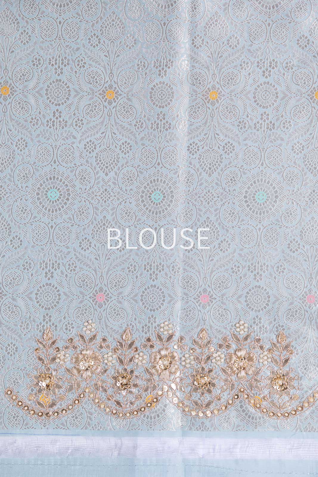 Yellow Tissue Silk Saree With Hand Embroidery