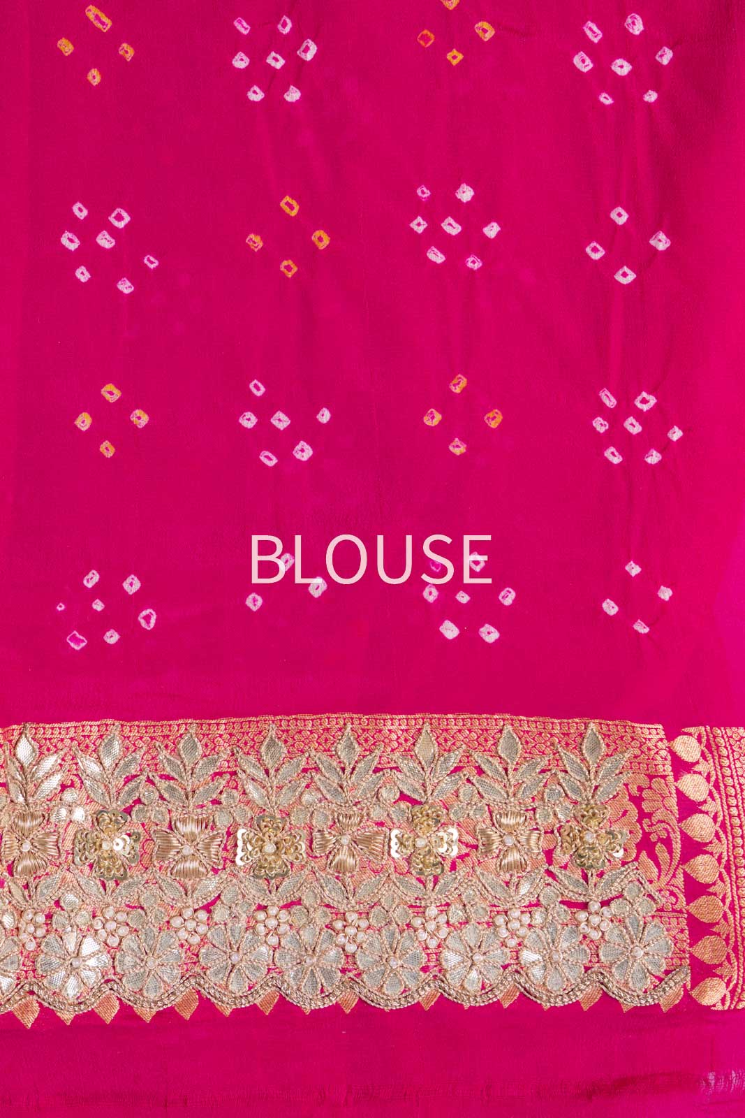 Pink Banarasi Georgette Bandhani Saree With Hand Embroidery