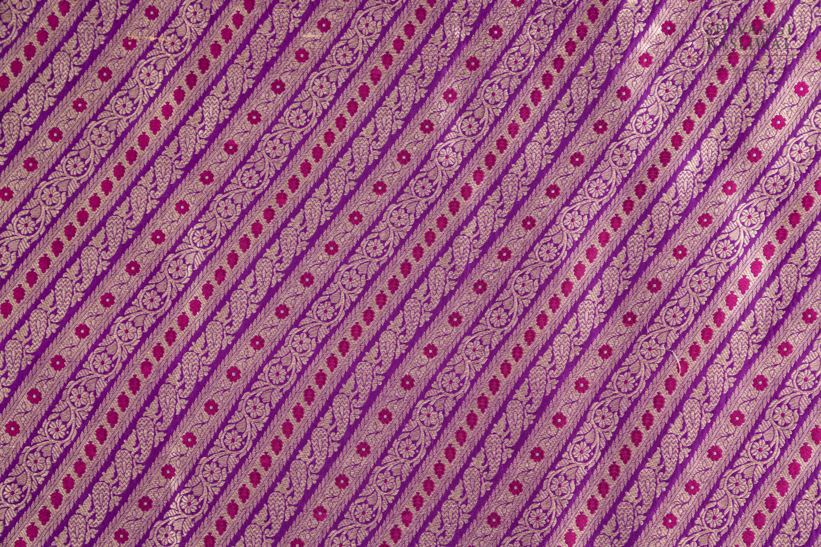 Purple Handwoven Banarasi Silk Fabric