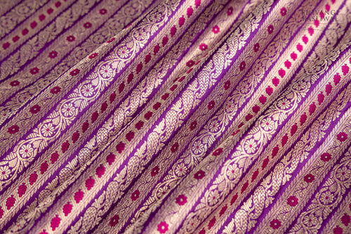 Purple Handwoven Banarasi Silk Fabric