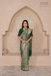 Bottle Green Handwoven Banarasi Silk Saree