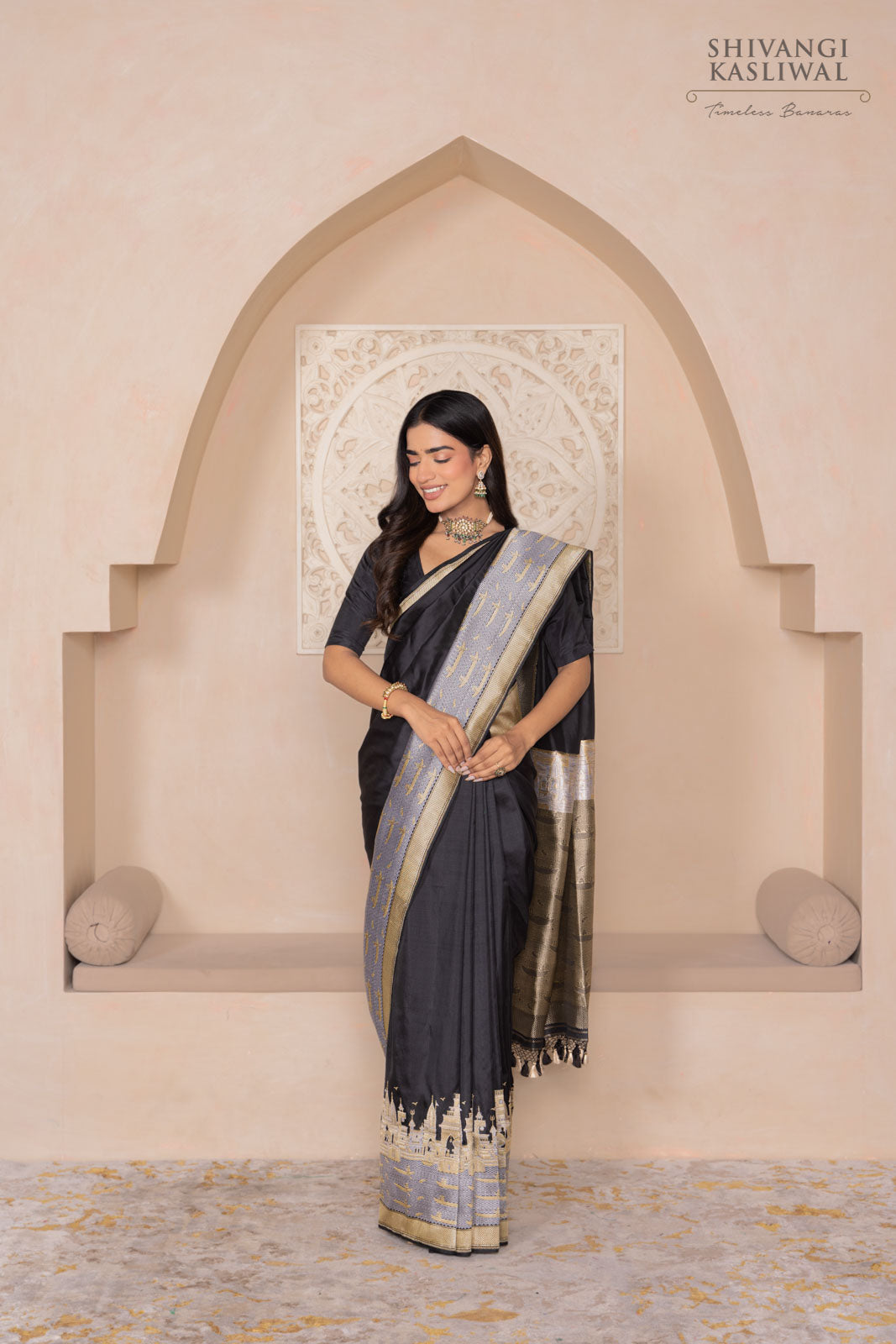 Black Handwoven Banarasi Silk Saree