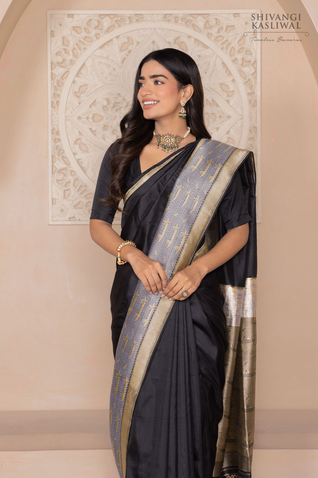 Black Handwoven Banarasi Silk Saree