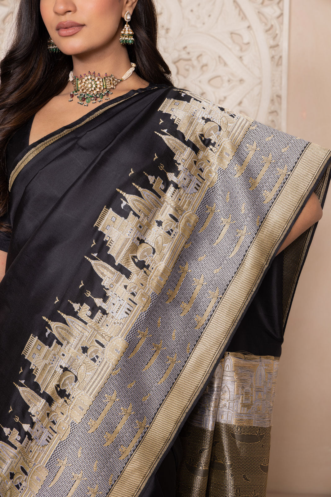 Black Handwoven Banarasi Silk Saree