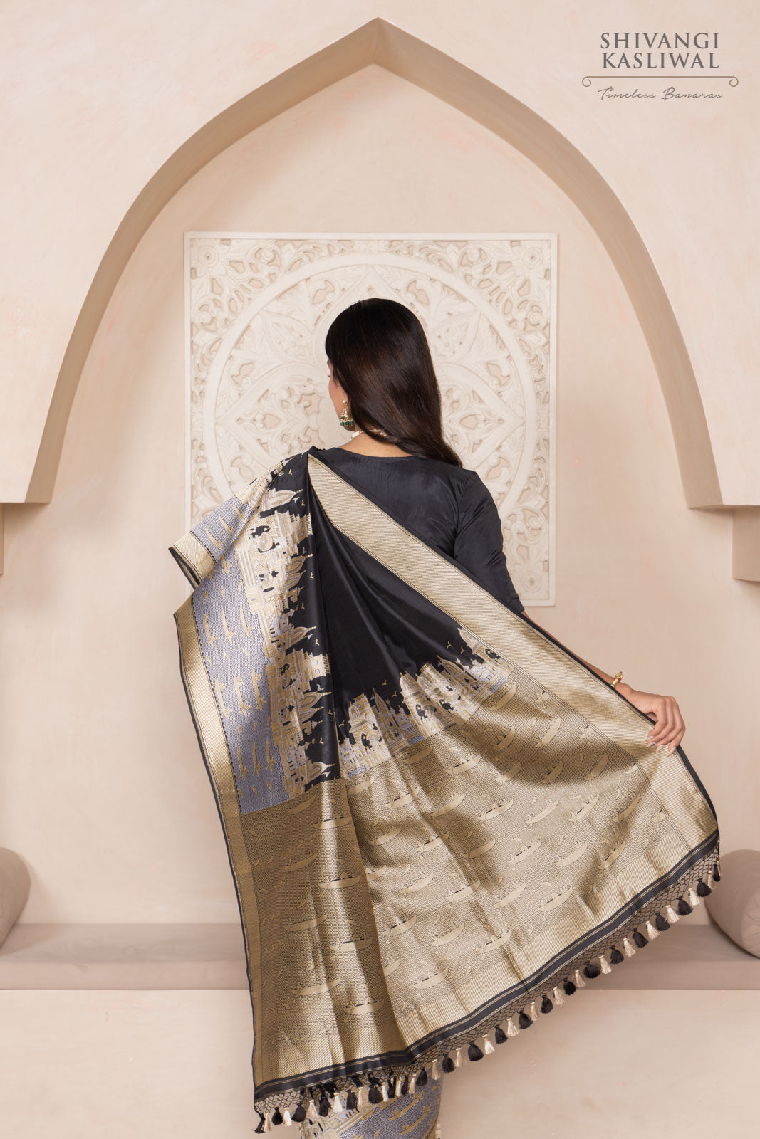 Black Handwoven Banarasi Silk Saree