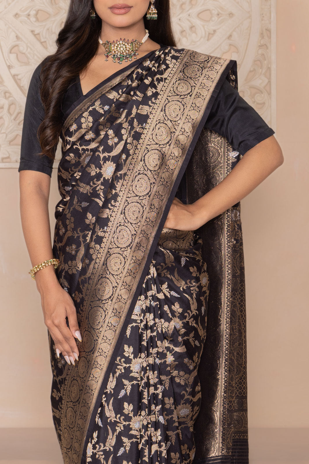 Black Handwoven Banarasi Silk Saree