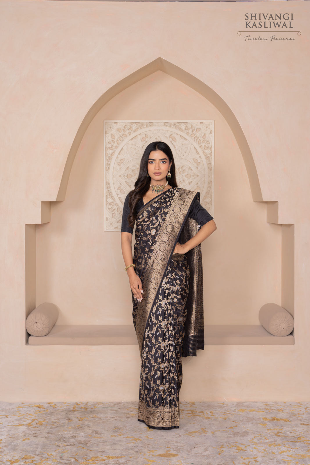 Black Handwoven Banarasi Silk Saree