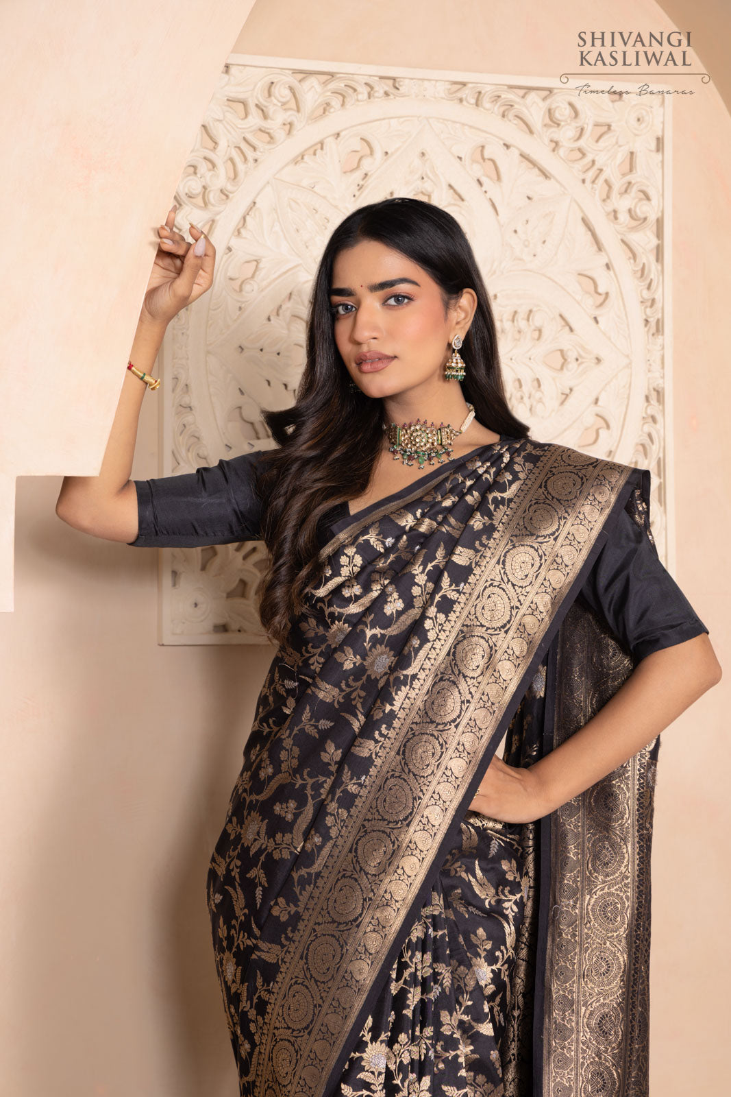 Black Handwoven Banarasi Silk Saree