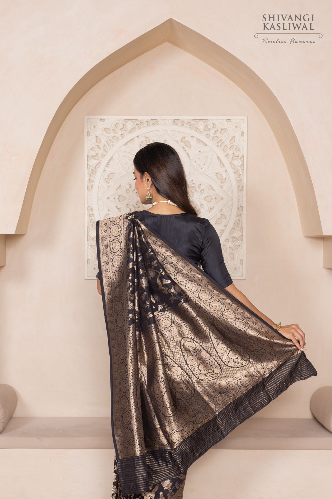 Black Handwoven Banarasi Silk Saree