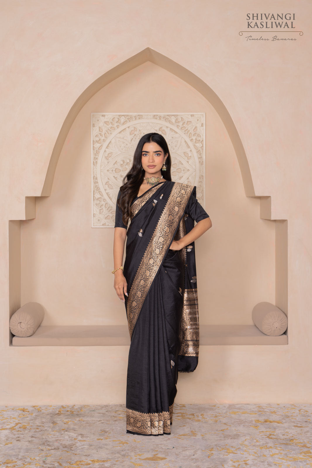 Black Handwoven Banarasi Silk Saree