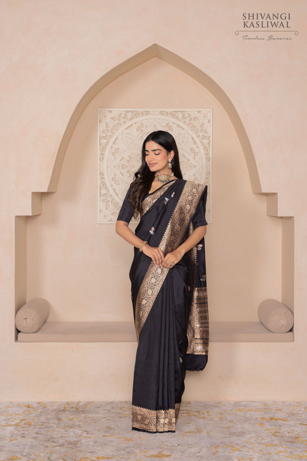 Black Handwoven Banarasi Silk Saree
