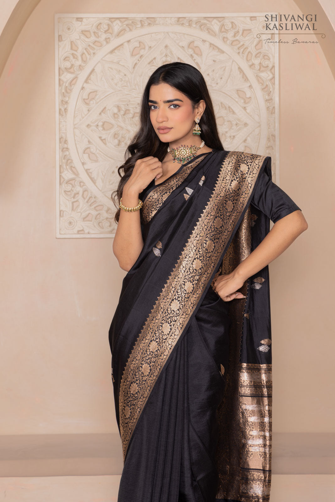 Black Handwoven Banarasi Silk Saree
