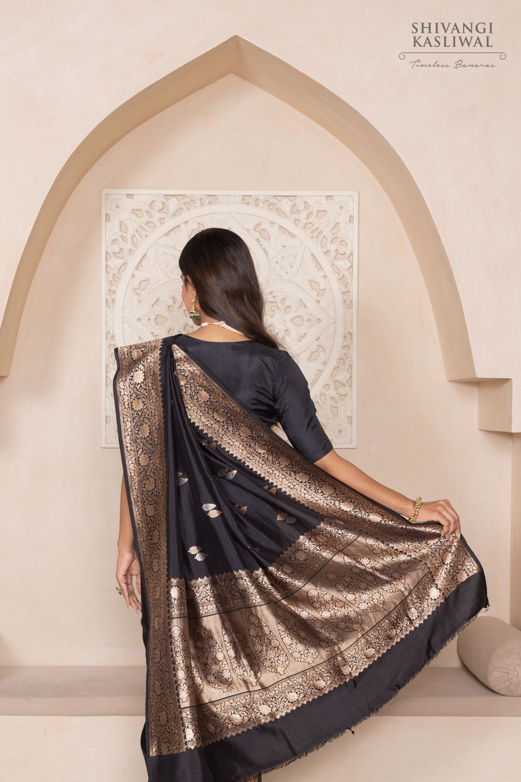 Black Handwoven Banarasi Silk Saree