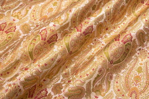 Off-White Handwoven Banarasi Brocade Fabric