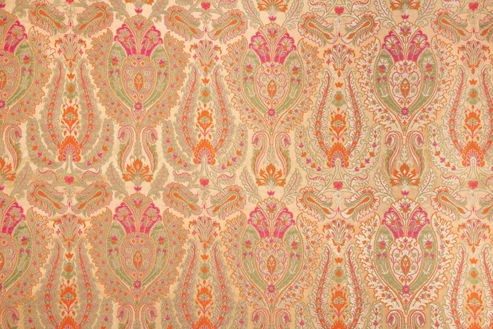 Beige Handwoven Banarasi Brocade Fabric