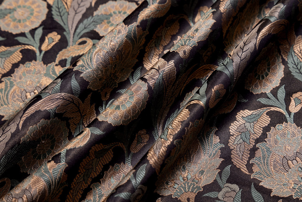 Black Handwoven Banarasi Silk Fabric