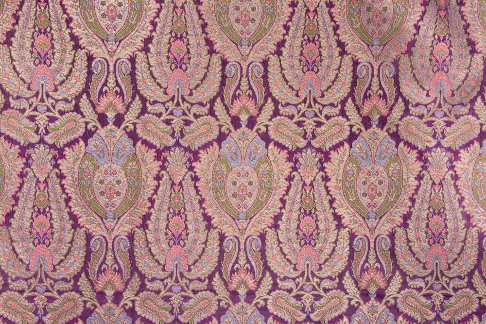 Purple Handwoven Banarasi Brocade Fabric