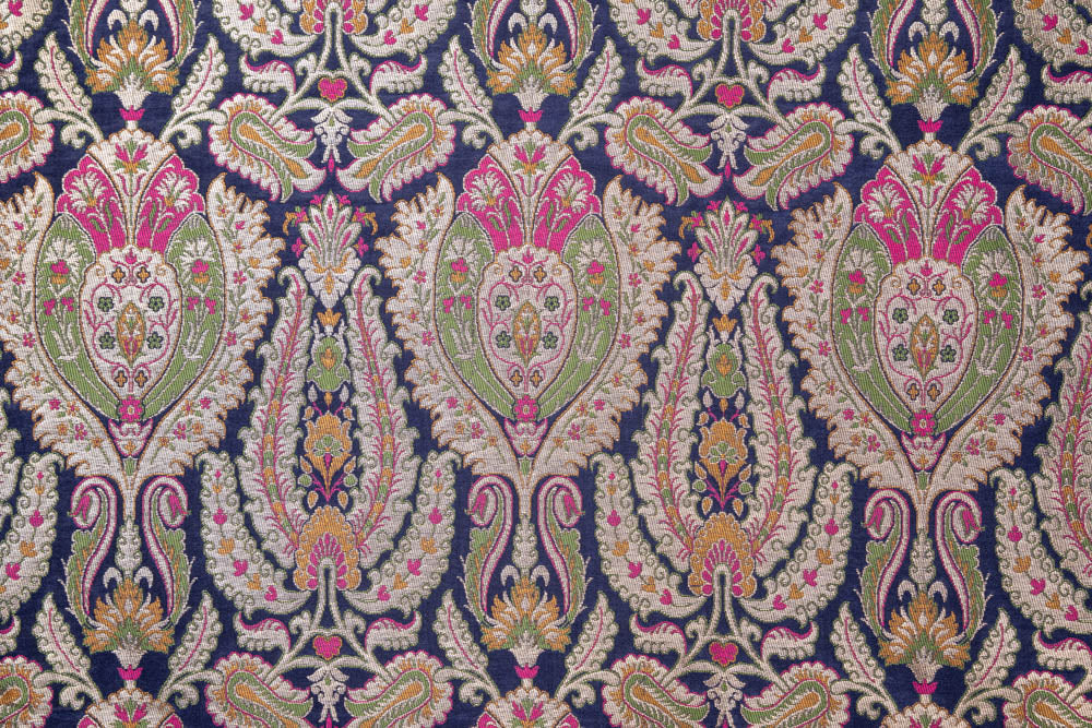 Midnight Blue Handwoven Banarasi Brocade Fabric