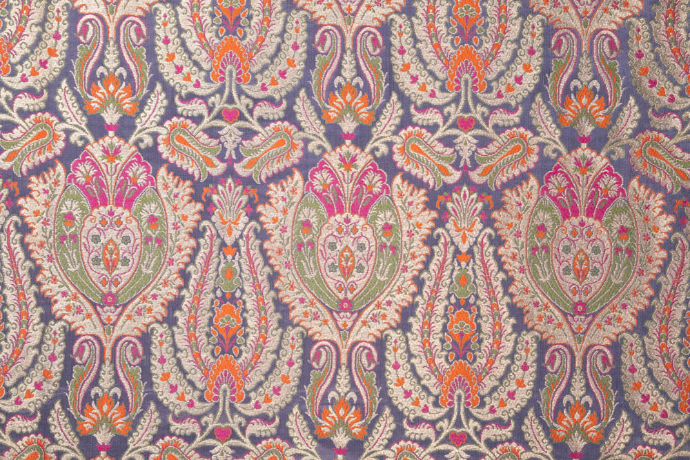 Grey Handwoven Banarasi Brocade Fabric