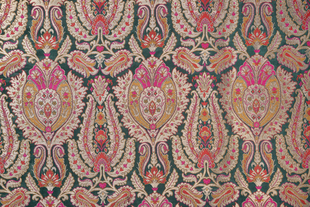 Bottle Green Handwoven Banarasi Brocade Fabric