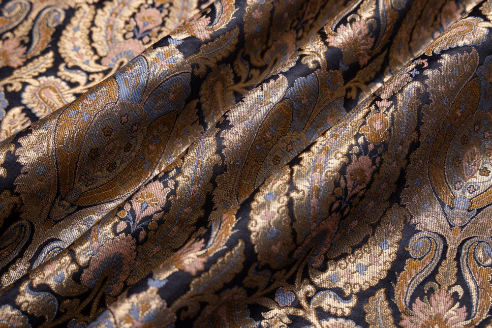 Black Handwoven Banarasi Brocade Fabric