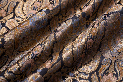 Black Handwoven Banarasi Brocade Fabric