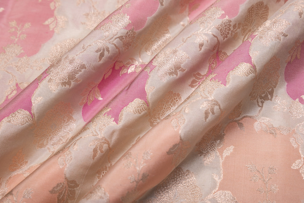 Off-White Multicolor Handwoven Banarasi Silk Fabric