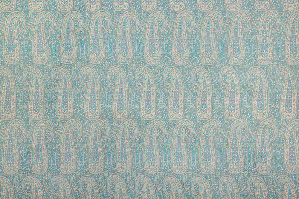 Powder Blue Handwoven Banarasi Tanchoi Silk Fabric