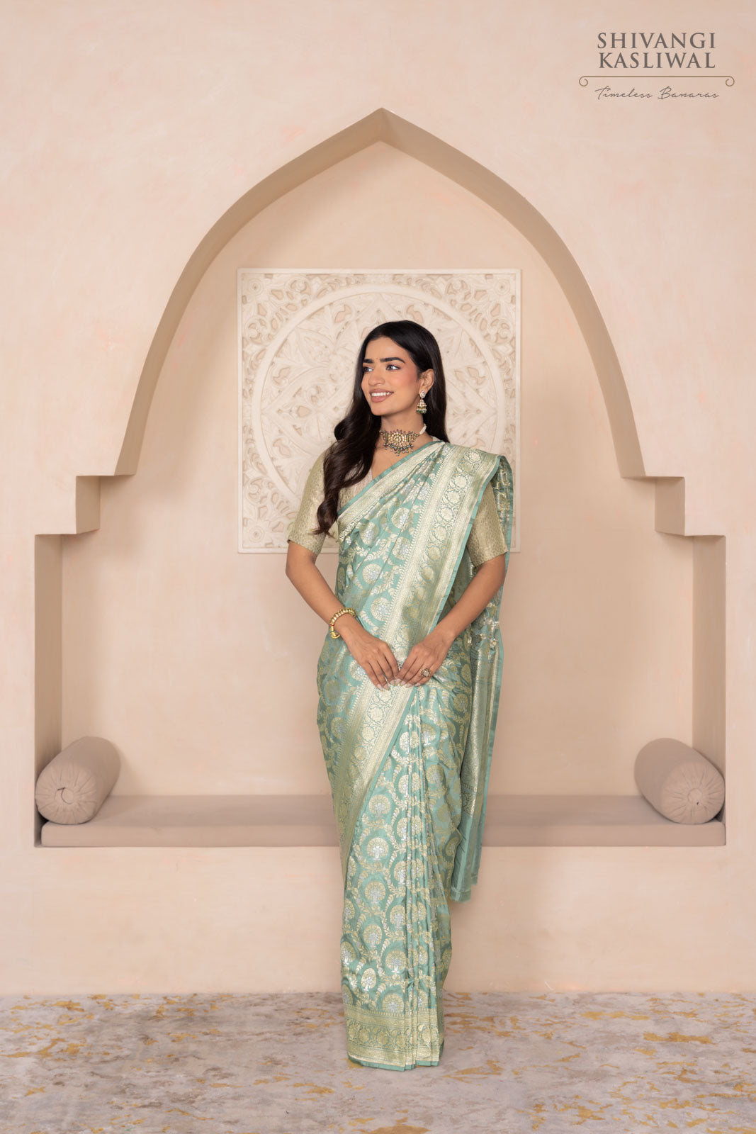Powder Blue Handwoven Banarasi Silk Saree