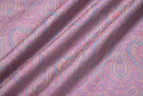 Lavendar Handwoven Banarasi Tanchoi Silk Fabric