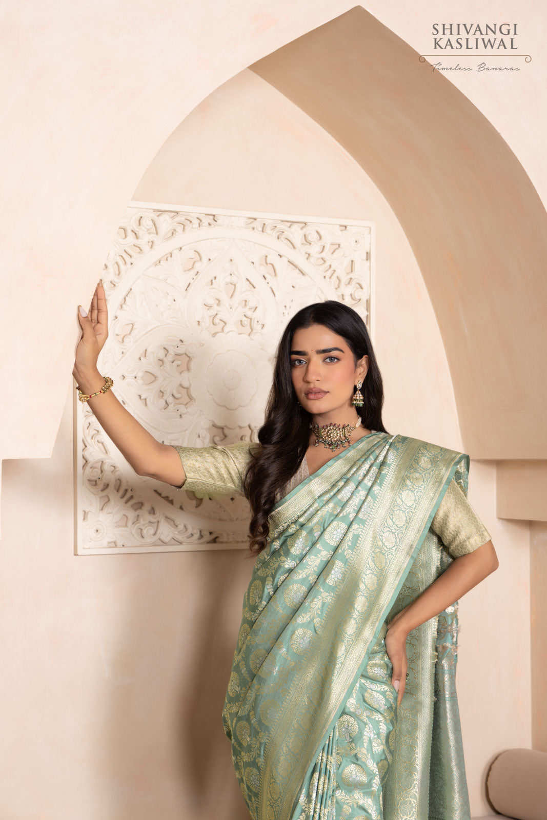 Powder Blue Handwoven Banarasi Silk Saree