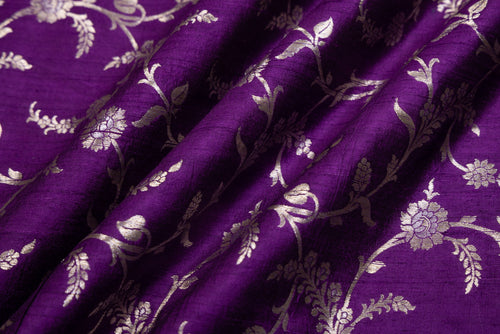 Purple Handwoven Banarasi Raw Silk Fabric
