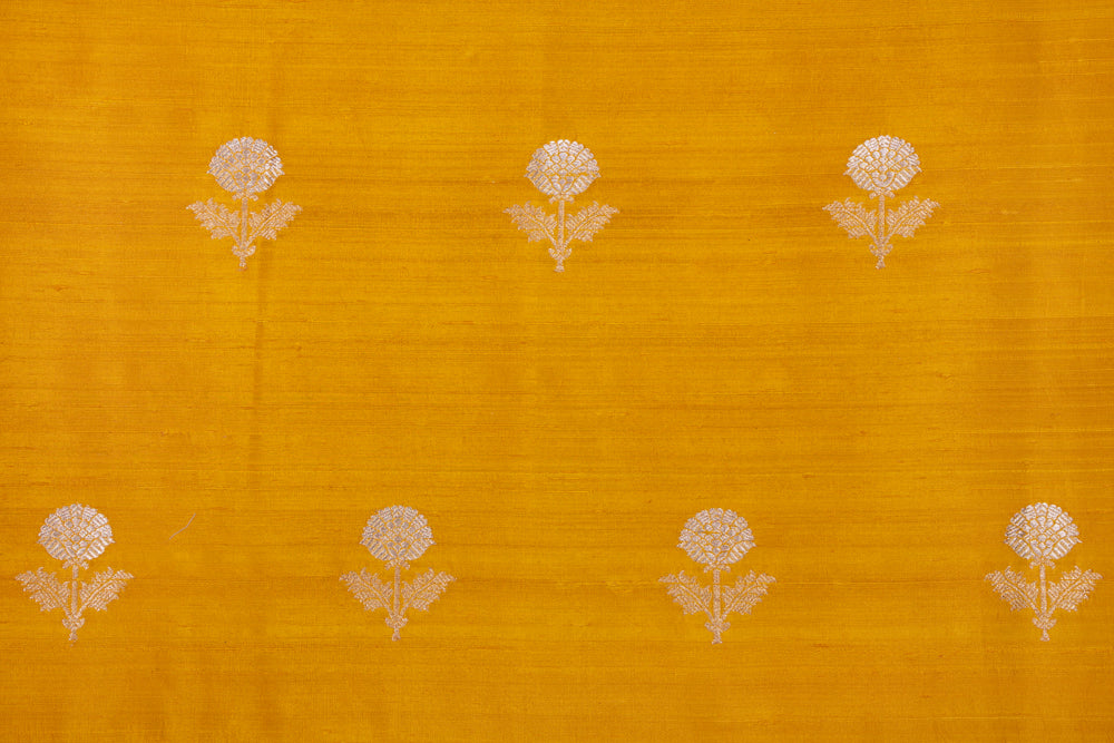 Yellow Handwoven Banarasi Raw Silk Fabric