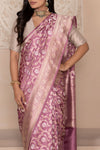 Mauve Handwoven Banarasi Silk Saree