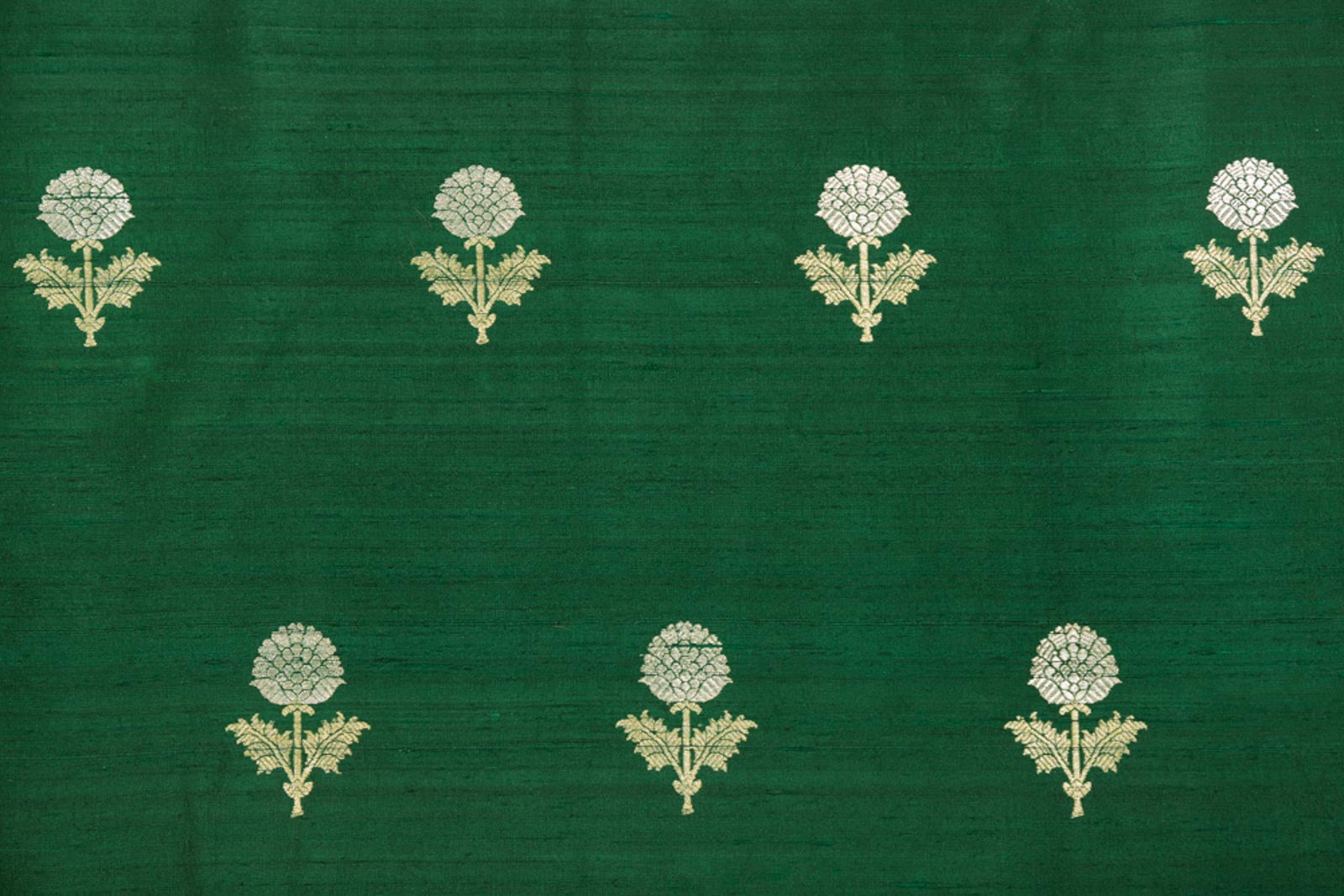 Green Handwoven Banarasi Raw Silk Fabric