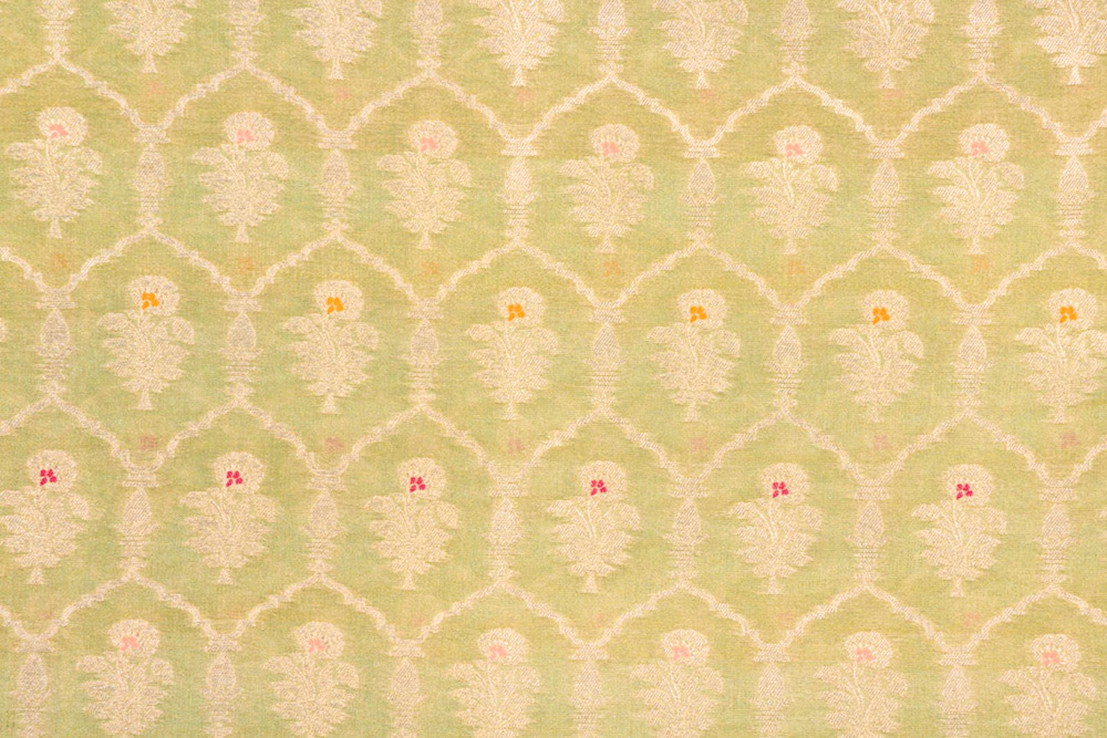 Pista Green Handwoven Banarasi Tissue Silk Fabric