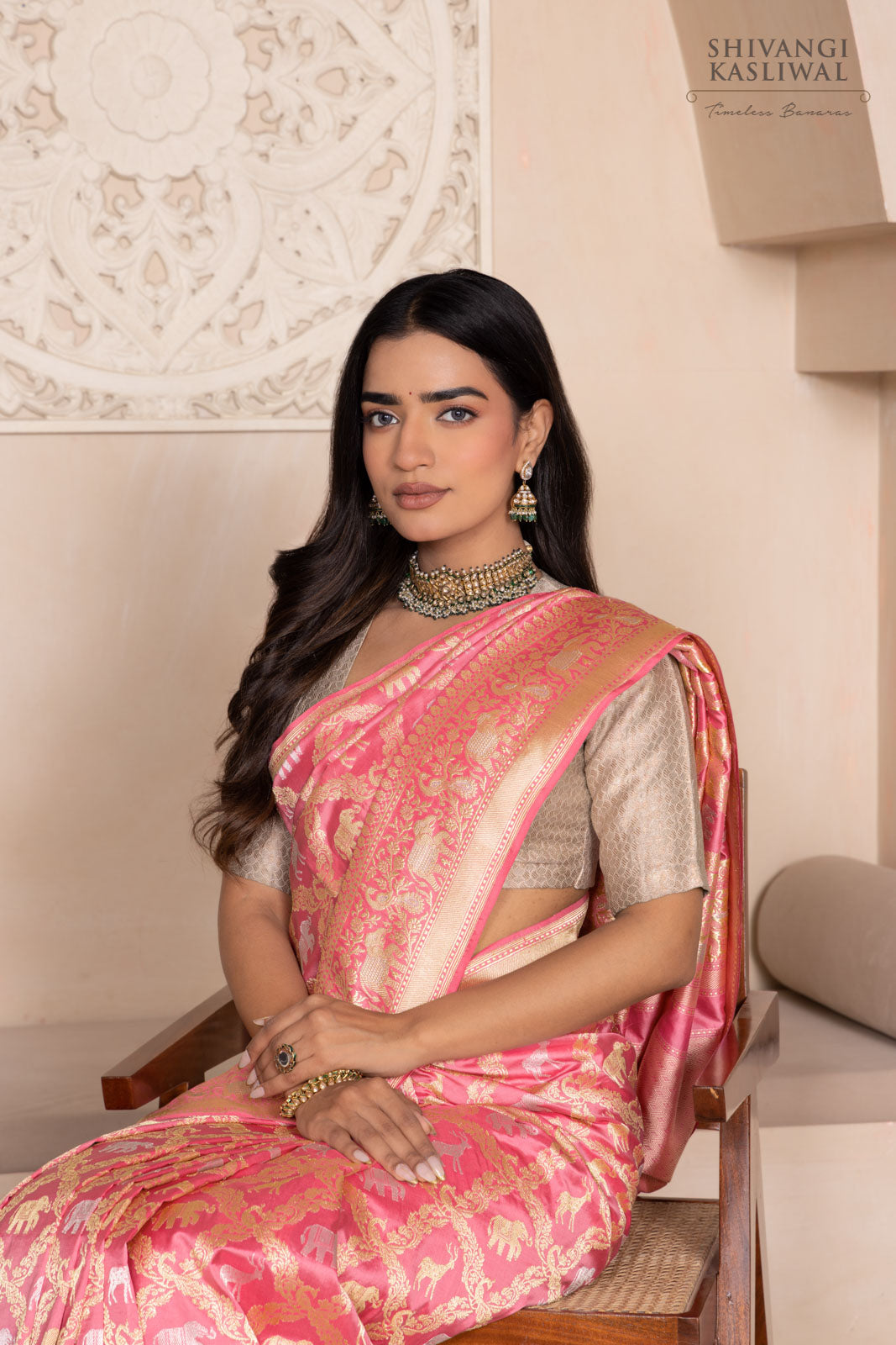 Pink Handwoven Banarasi Kadhua Silk Saree