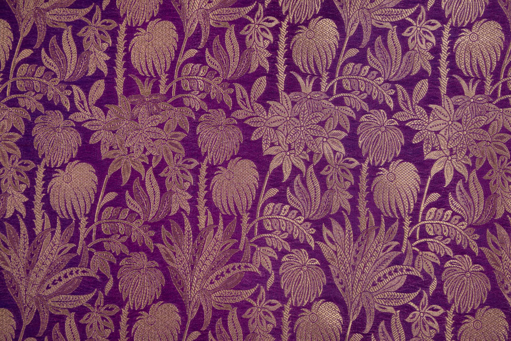 Purple Handwoven Banarasi Brocade Fabric