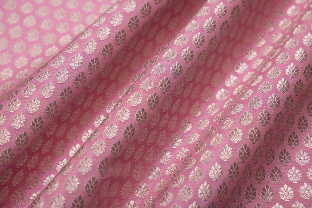 Pink Handwoven Banarasi Brocade Fabric