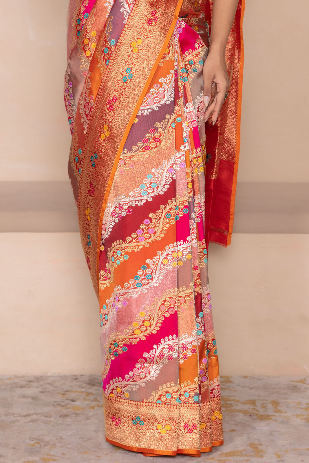 Multicolor Rangkat Handwoven Banarasi Kadhua Silk Saree
