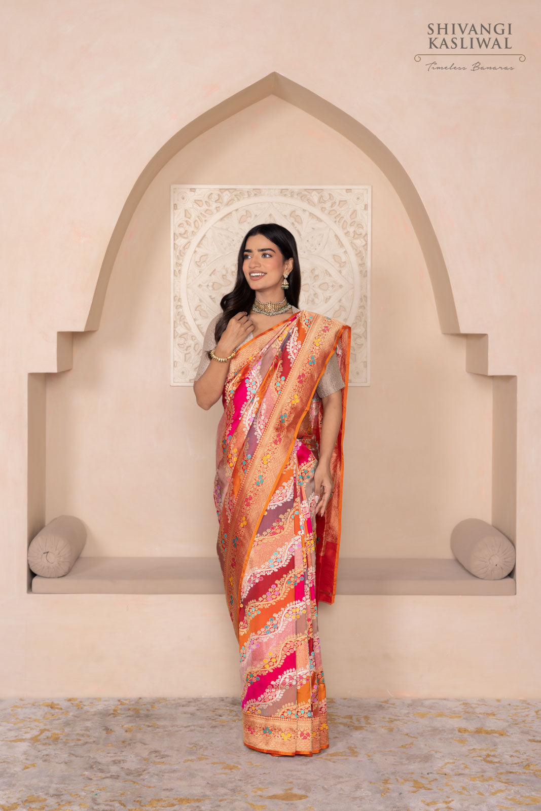 Multicolor Rangkat Handwoven Banarasi Kadhua Silk Saree