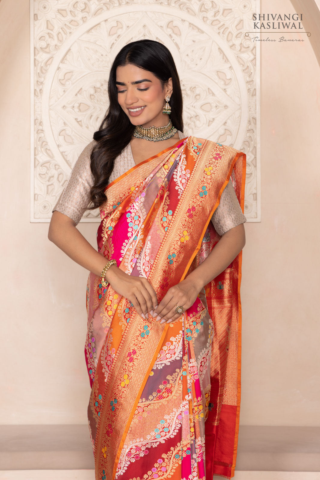 Multicolor Rangkat Handwoven Banarasi Kadhua Silk Saree