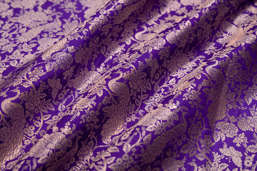 Purple Handwoven Banarasi Silk Fabric