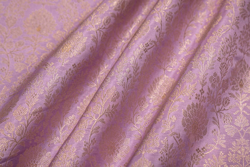 Lavender Handwoven Banarasi Brocade Fabric
