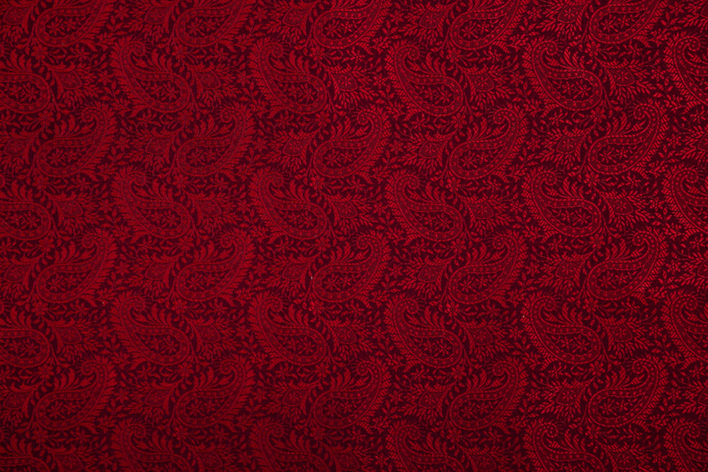 Black Red Handwoven Banarasi Tanchoi Silk Fabric