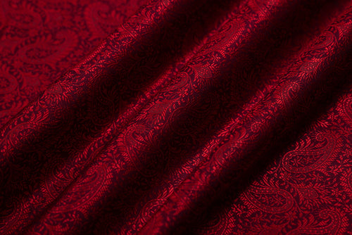 Black Red Handwoven Banarasi Tanchoi Silk Fabric