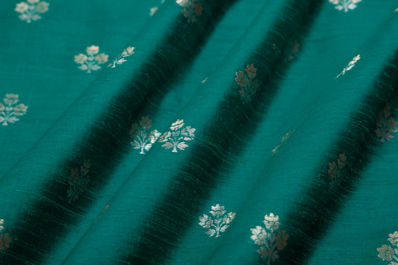 Teal Blue Handwoven Banarasi Raw Silk Fabric