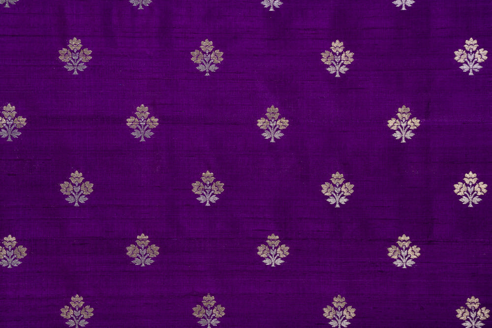 Purple Handwoven Banarasi Raw Silk Fabric